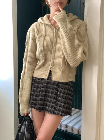 이런 상품 어때요? 오버무드 여성 루즈핏 하찌 꽈배기 케이블 투웨이 후드 집업 니트 가디건 3color