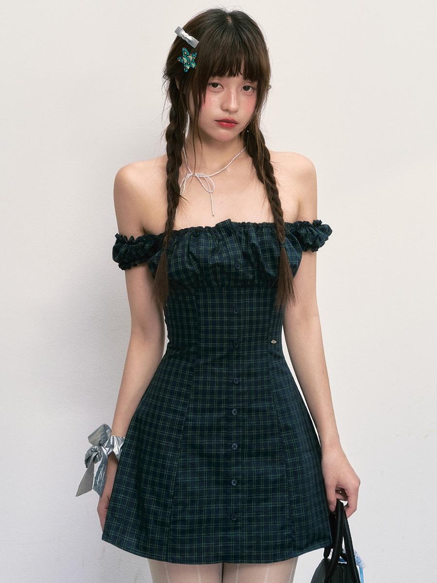 Weekendhub Slim Plaid French Dress