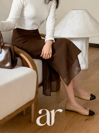 (레이어드한듯*.*/하체고민해결템/깔끔여리핏) 오브론 레이어드 H라인 슬릿 롱 스커트