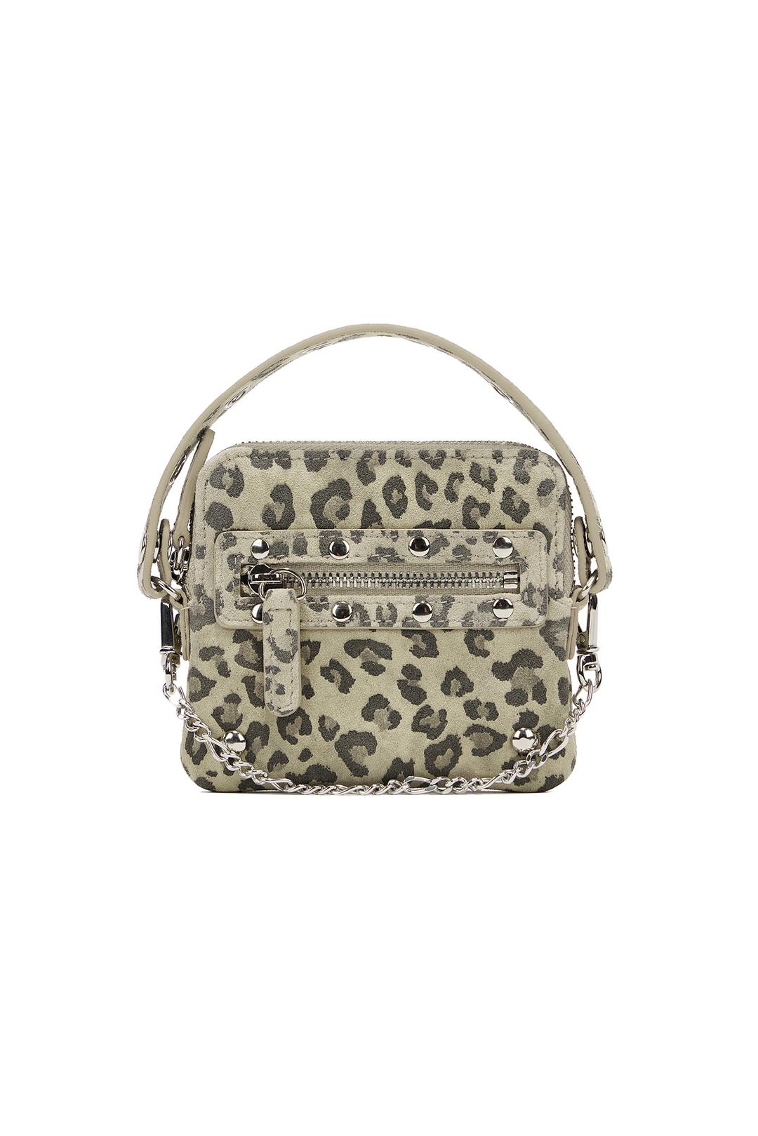 DEINET STUD CROSS CHAIN WALLET IN LEOPARD
