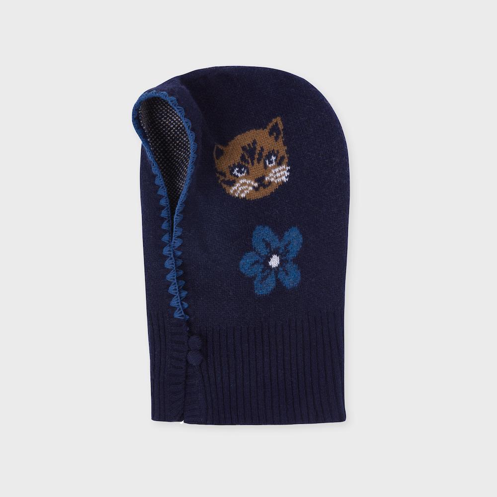 NAT cashmere balaclava hello cat navy