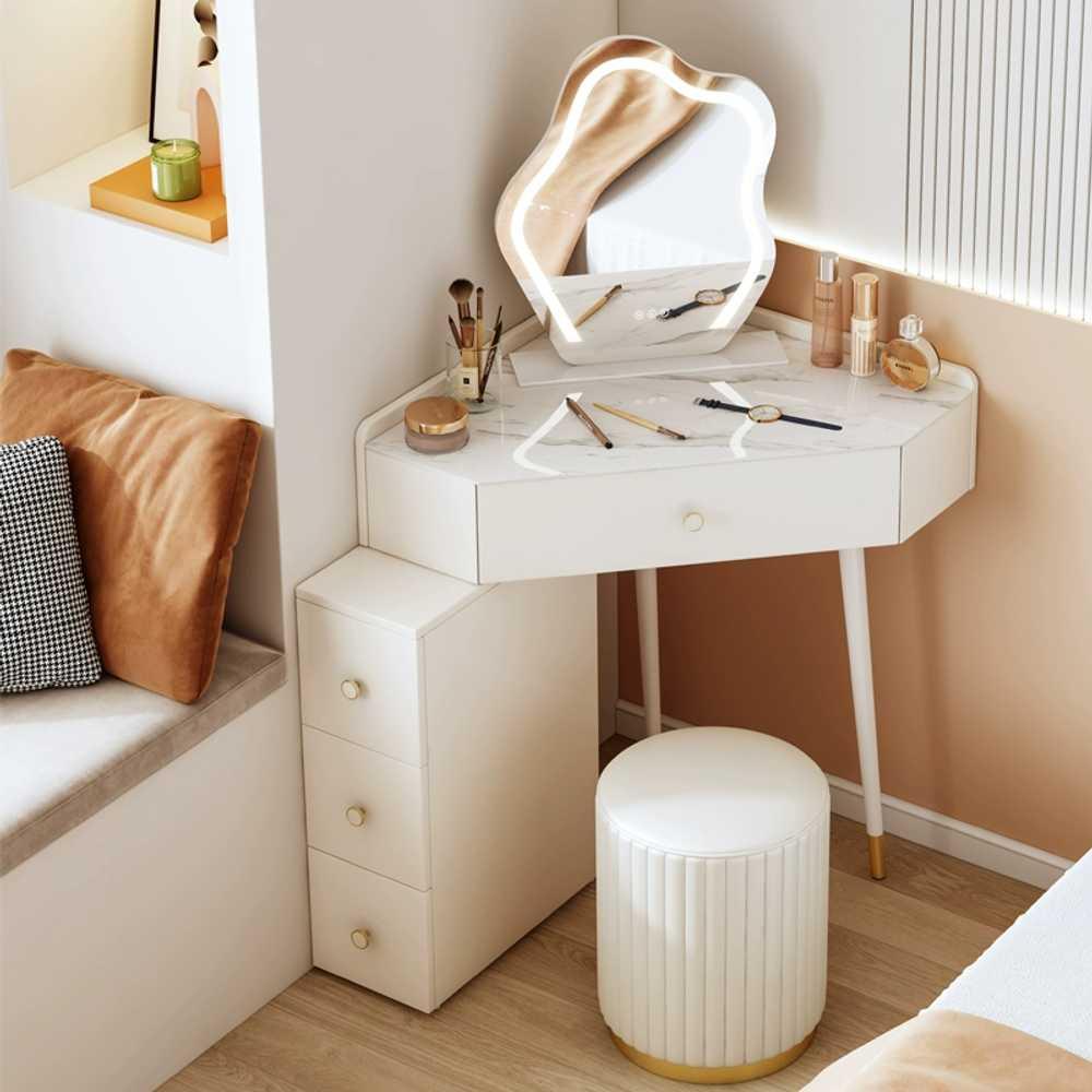 화이트화장대 인테리어 미니멀 북유럽 좁은 삼각 서랍