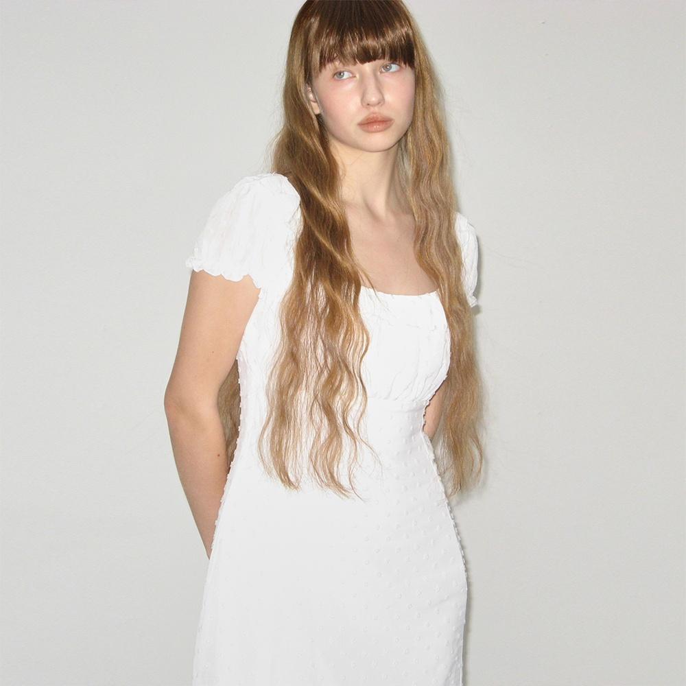 Square Dot Mini Dress WHITE