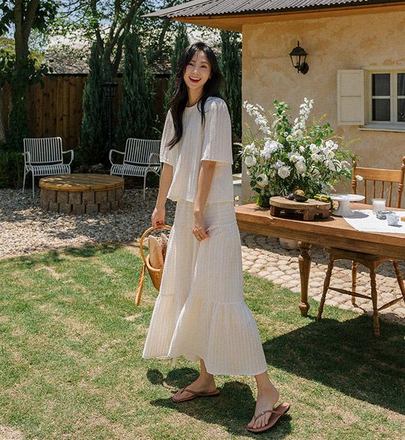 5CS00023JJ_[코디SET] [JUST BETTER] 리코타 웨이브 블라우스+스커트