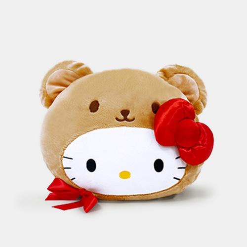 헬로키티 레트로 베어 얼굴 쿠션(브라운)