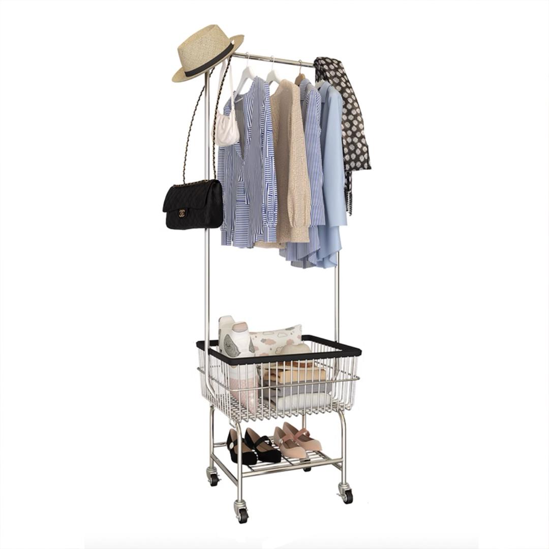 쏠띵즈 클래식 트렌드 코트 360 휠 철제 수납 바구니 행거