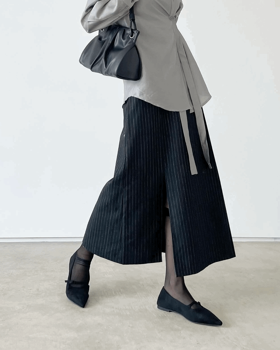 (set) 올슨 울 스트라이프 롱 스커트 [2co]