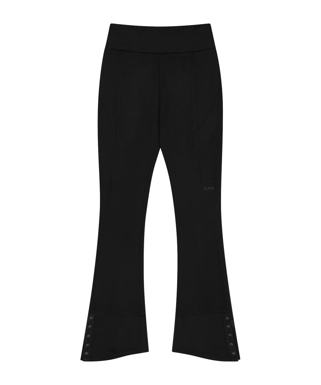 Button Slit Bootcut Pants / Black
