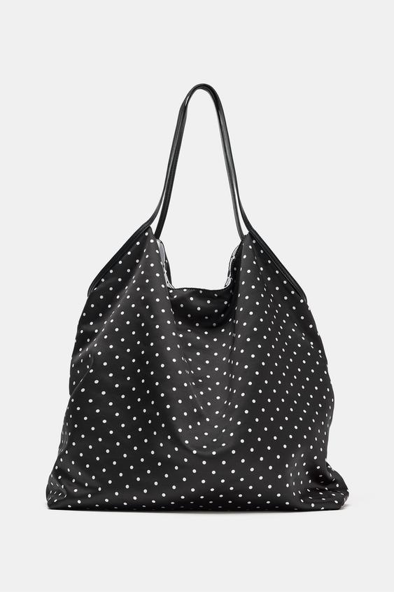 도트 패턴 패브릭 토트백