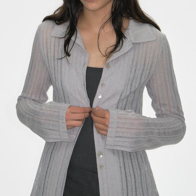 [4/15 배송]BUTTON UP FLARE SHIRTS, LIGHT GRAY