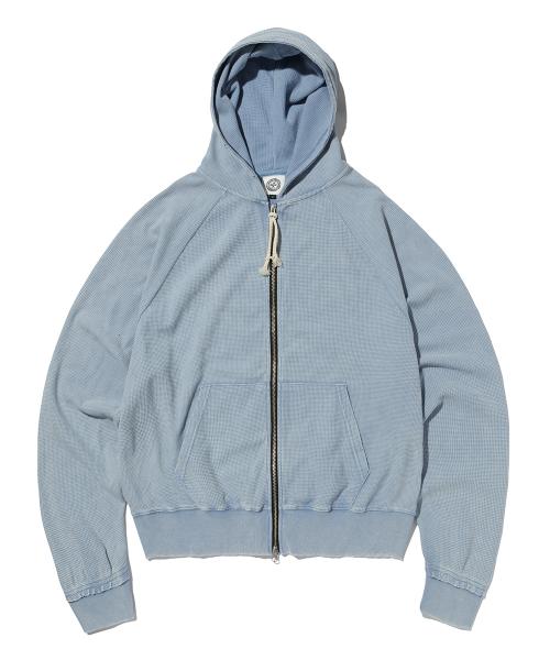 PCDP Washed Waffle Zip-up Hoodie (WASHED BLUE)