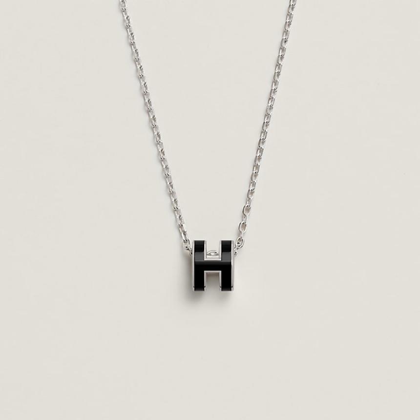 에르메스 팝아슈 목걸이 미니 실버 블랙 H147992FP03