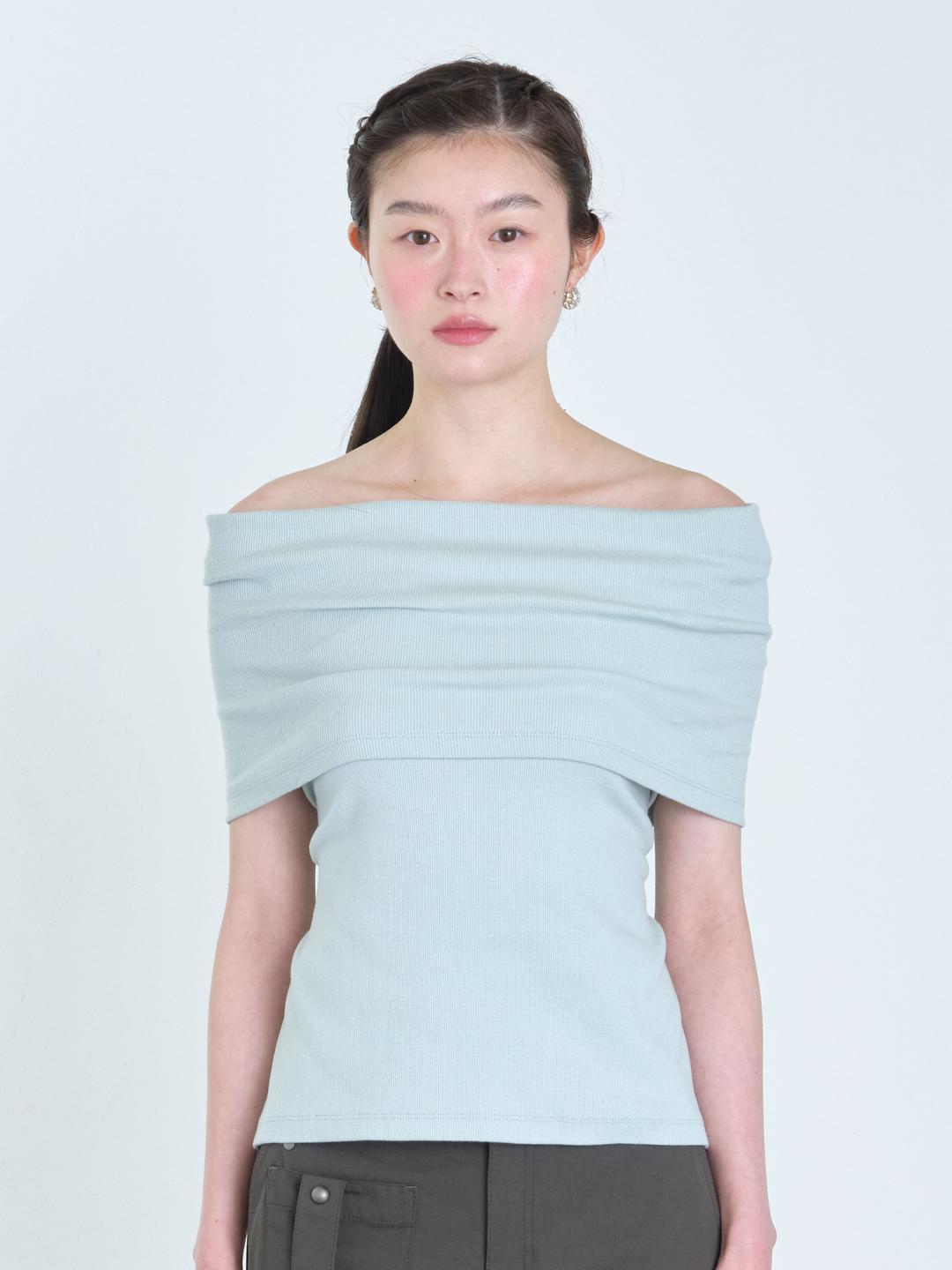 BACK TIE OFF SHOULDER TOP BABY BLUE *예약발송