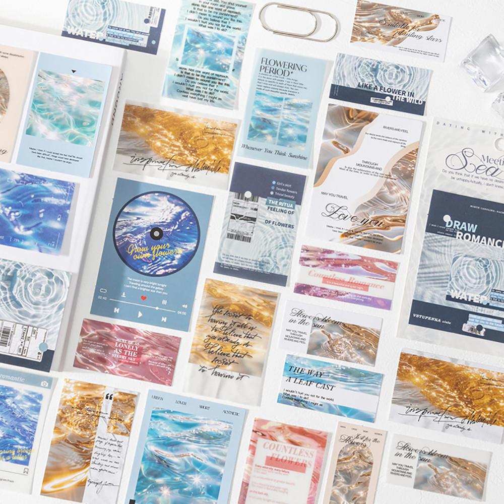 빈티지 다꾸 하늘빛 황산지 페이퍼 아트지 스티커팩 20매