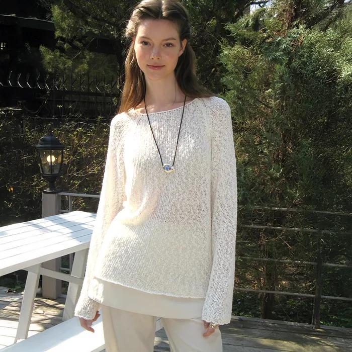 Plain Long Sleeve Knit - Ivory