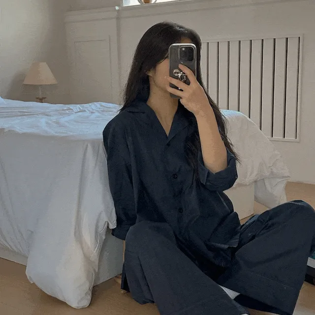 셔츠잠옷 스트라이프잠옷 빅사이즈잠옷 봄 가을 파자마 고급잠옷