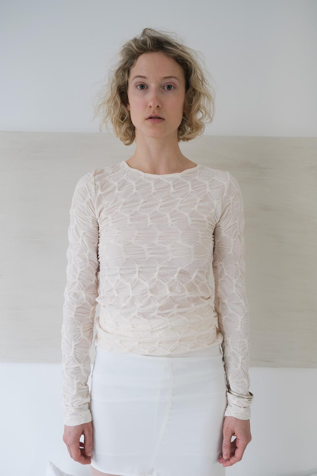 TEXTURE LONG SLEEVE TOP IVORY