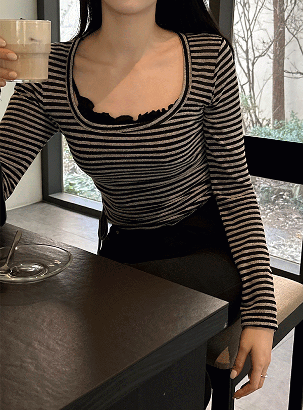 [♥♥이너템/끈나시/이너나시/레이어드] 리본 프릴 셔링 나시 (*2color)