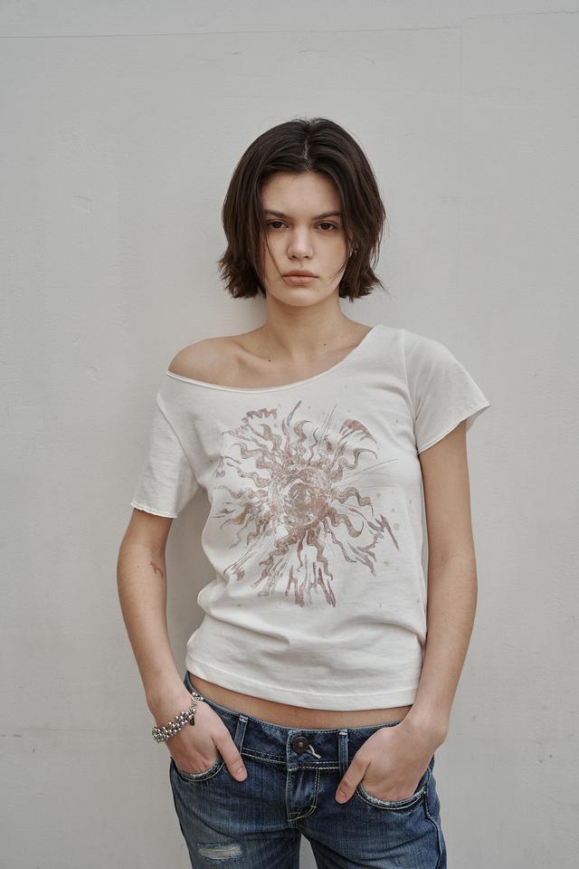 Settle for moon logo T-shirts White