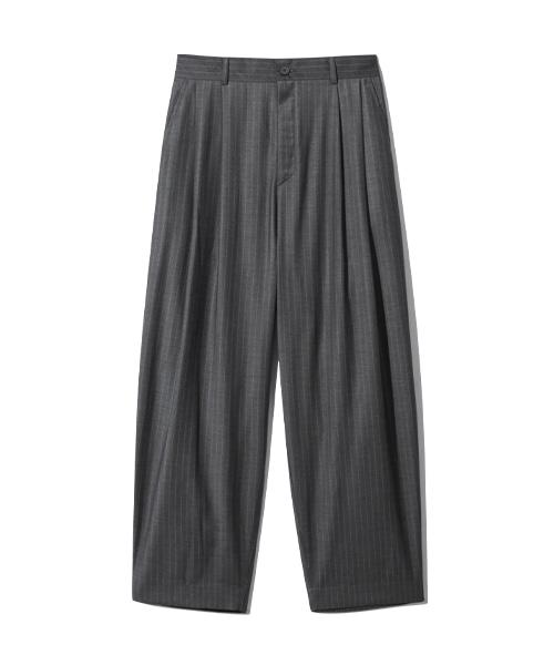 스트라이프 롱 벌룬 팬츠 (다크 그레이)