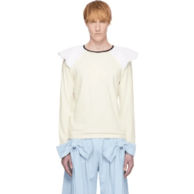 25 SS 안드레이 그로나우 남성 오프 화이트 드레이핑 숄더 저지 탑 251112M201001