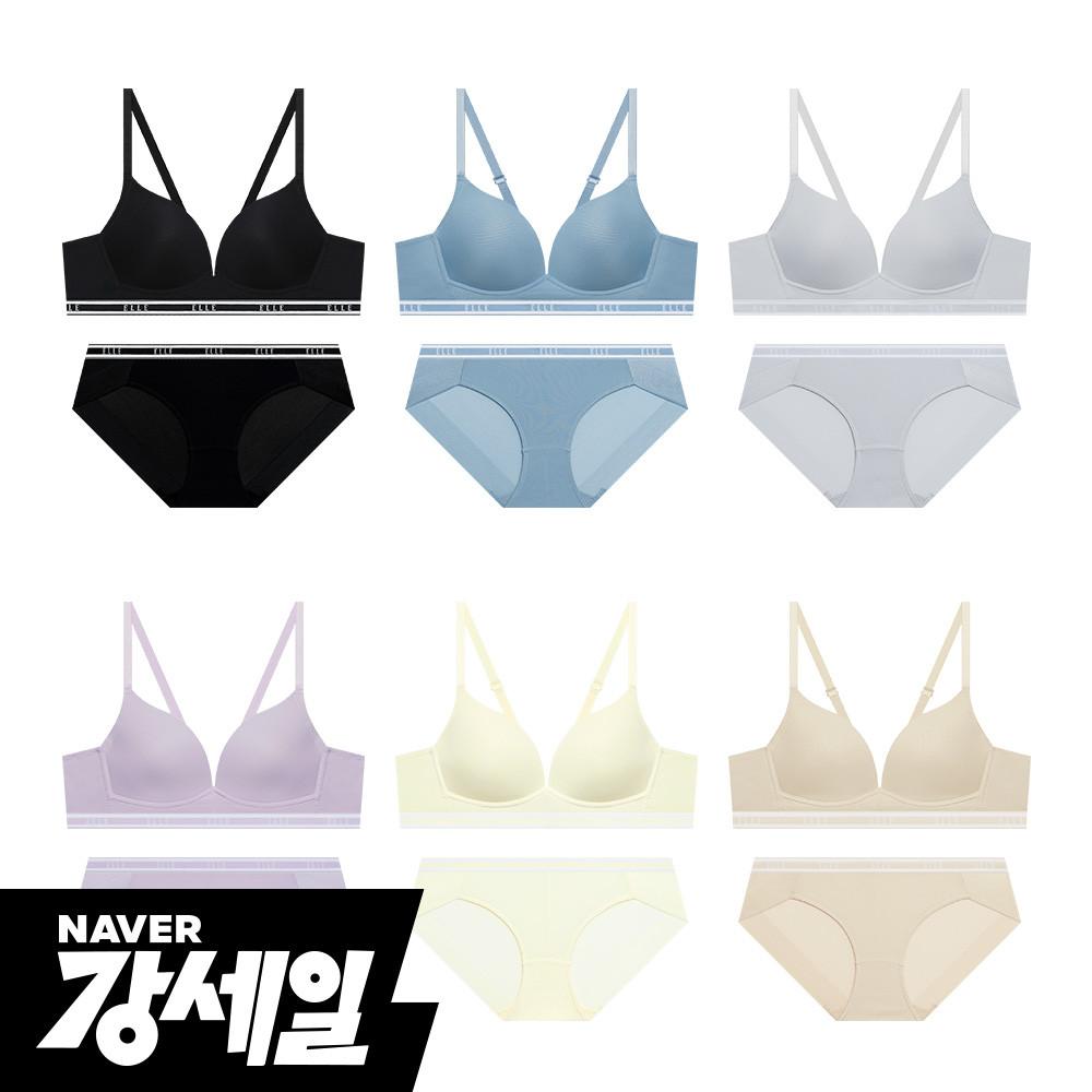 [엘르이너웨어] 쿨 컴포트 노와이어 브라 팬티 세트 6Colors