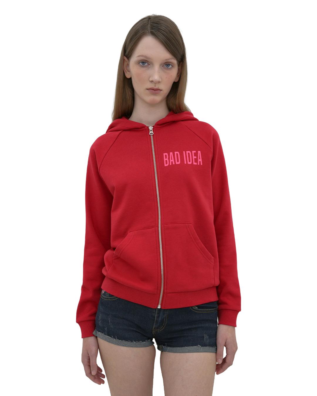 FITTED ZIP-UP HOODIE, RED