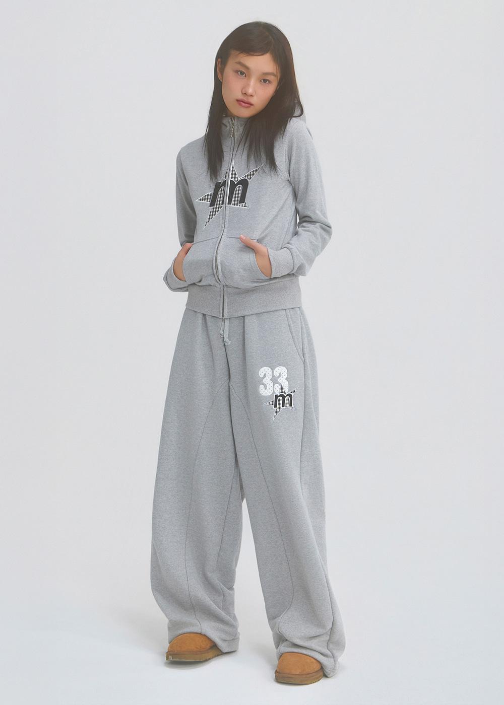 MP Highneck Hood Zip Up Gray