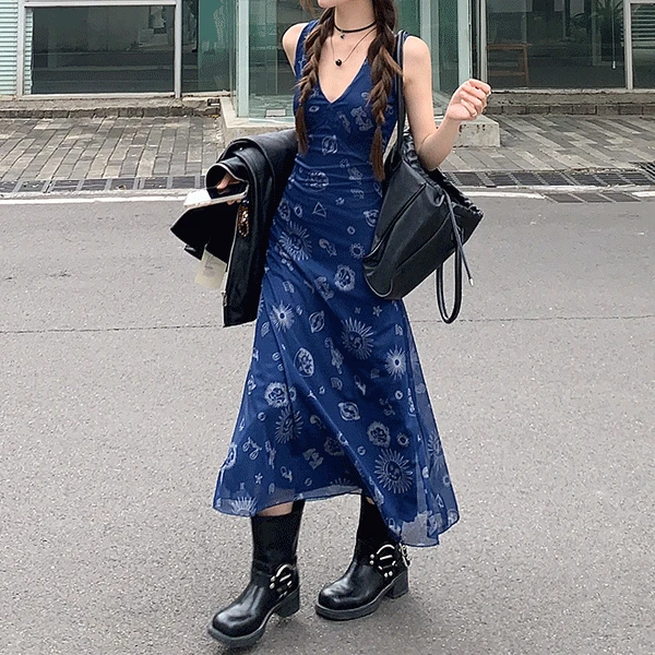 [오늘출발] 러키 브이넥 나시 미니/롱 원피스