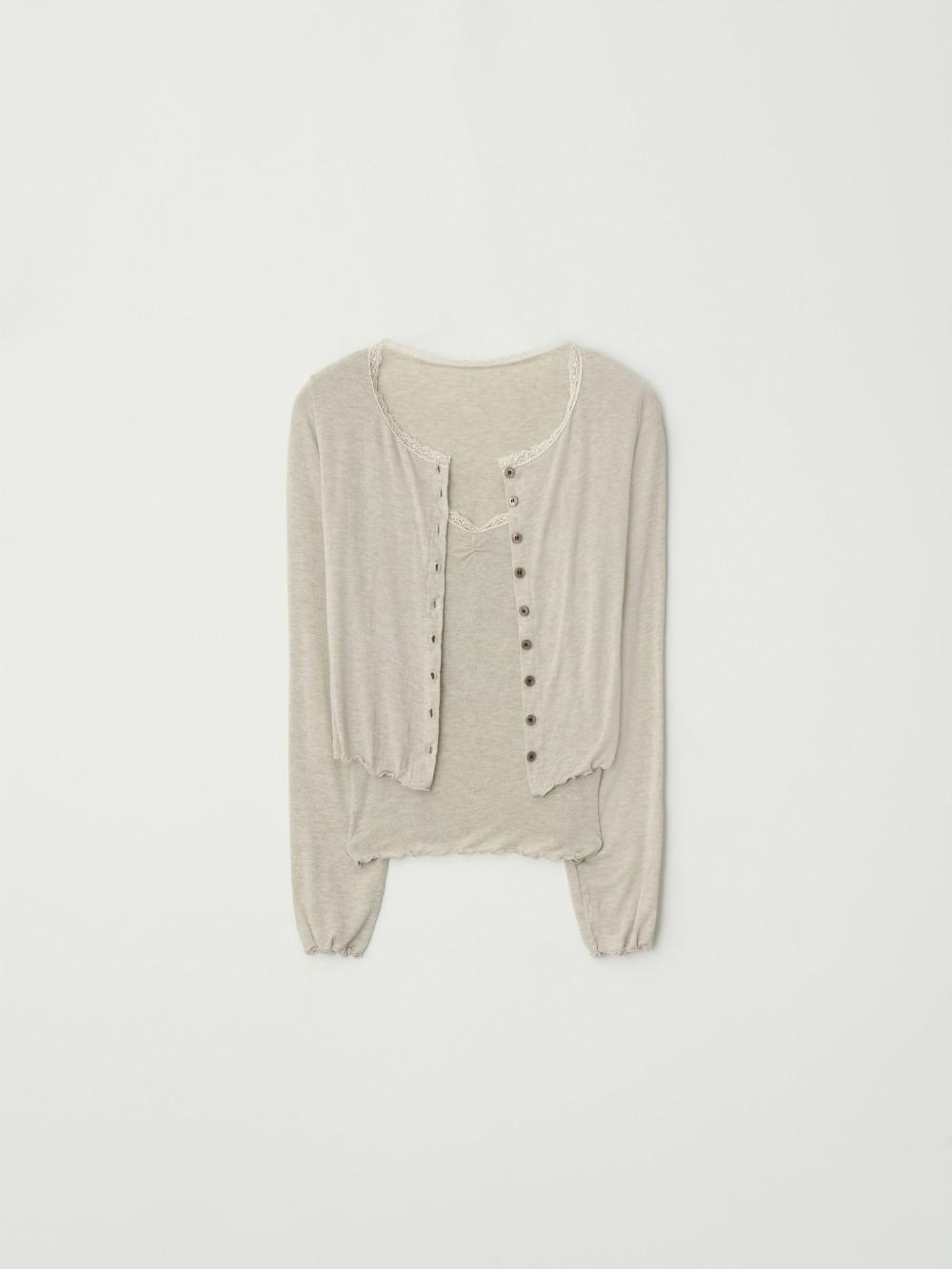 제니오 [팝업 BEST][made] 루나 레이스 슬리브리스/가디건