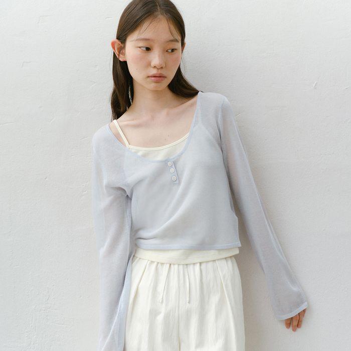 [1차 리오더] Linen button U-neck knit_3colors