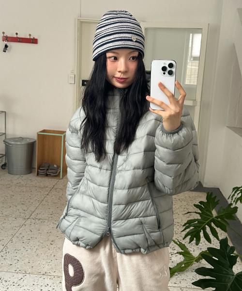 경량 후드 패딩_카키