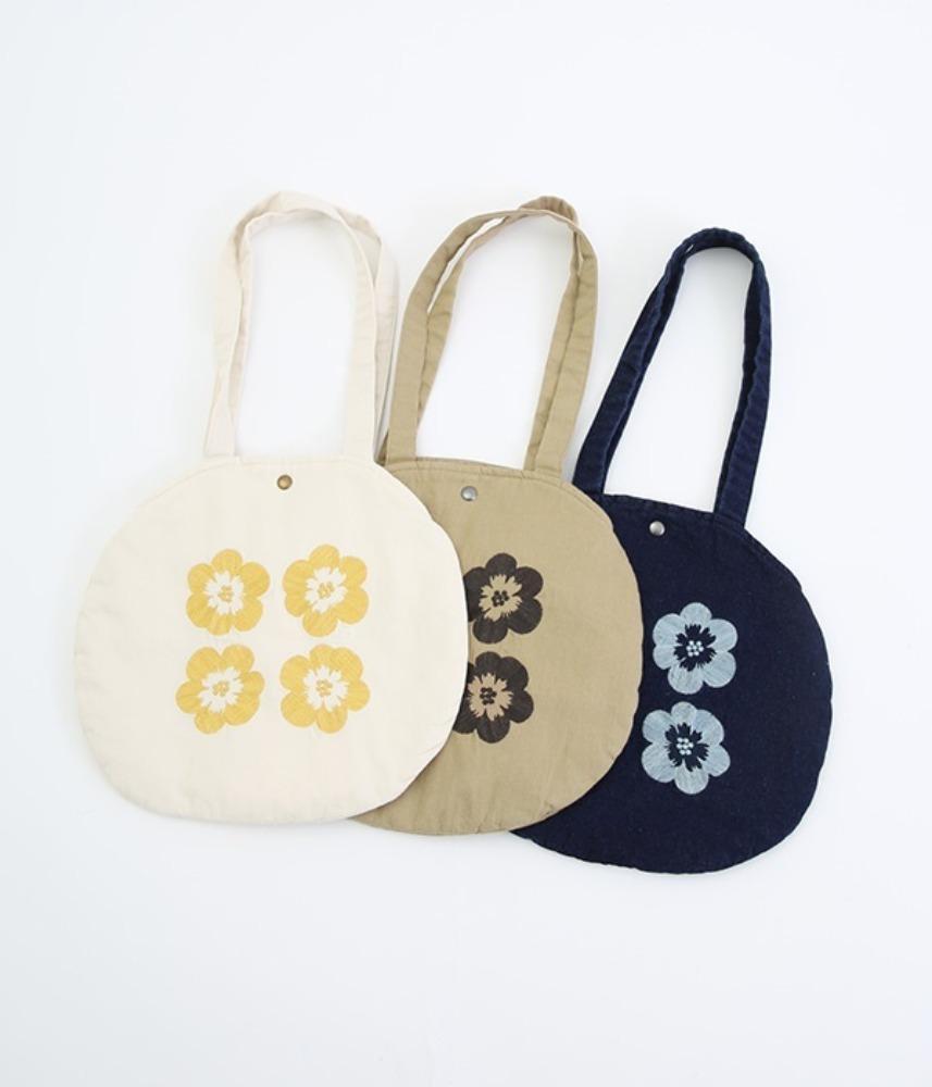 [JPN buying]  NONNO リリフ cotton linen flower embroidery oval tote bag / 3 colors