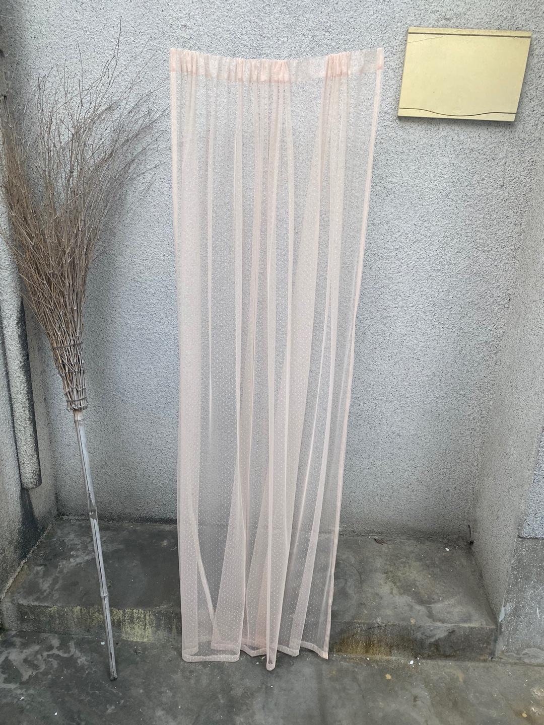 살구 도트 망사 커튼