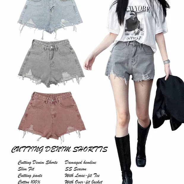 ✨3천장돌파✨[미친색감/핏보장] 컷팅 데미지 3부 데님 하이웨스트 청반바지