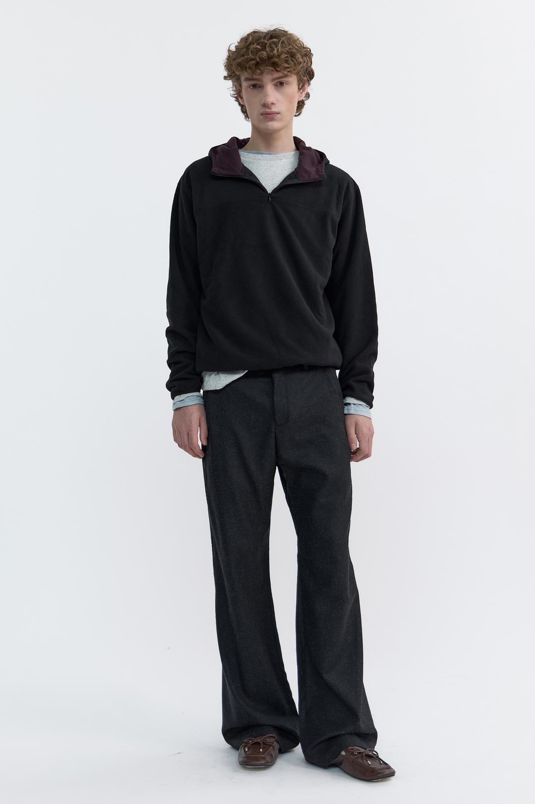 FLEECE SCUBA HOODIE TOP - BLACK