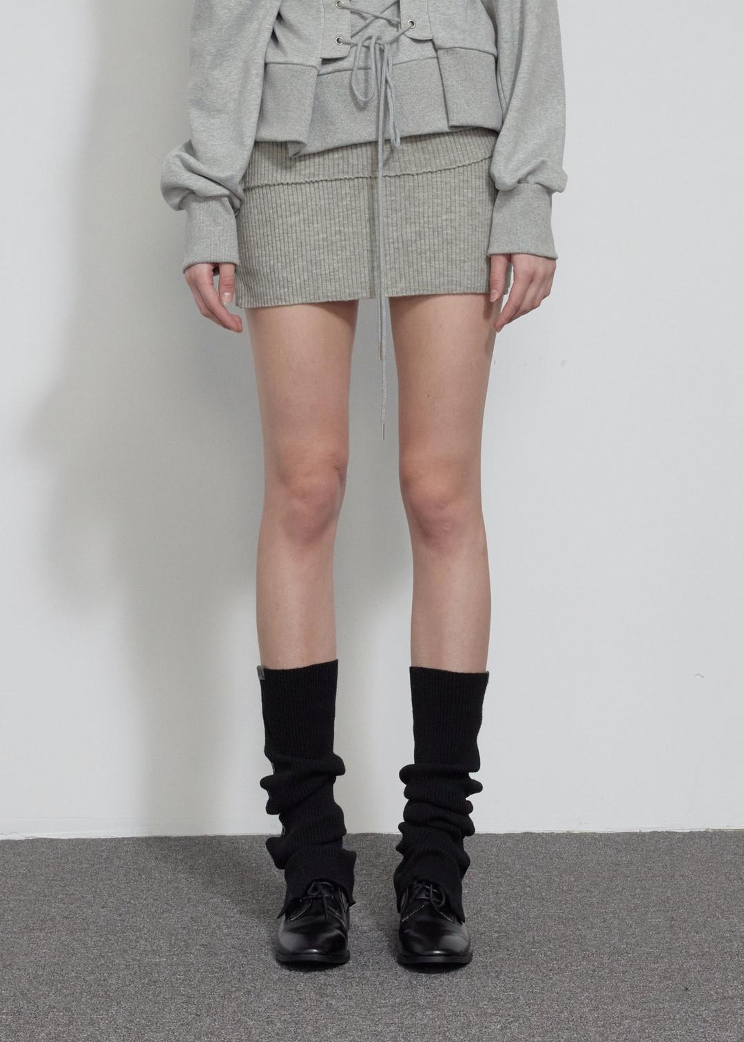 [9/25~ 발송] LAYERED FOLDED KNIT SKIRT, MELANGE GRAY