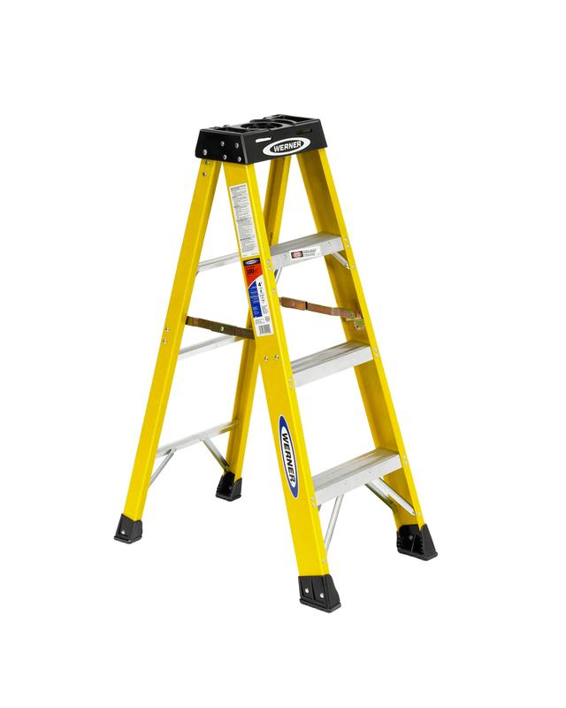 WERNER 4 ft Fiberglass Stepladder Black/Yellow