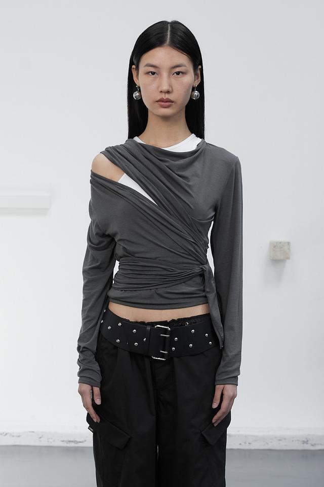 COVER BIND OPEN CARDIGAN / CHARCOAL