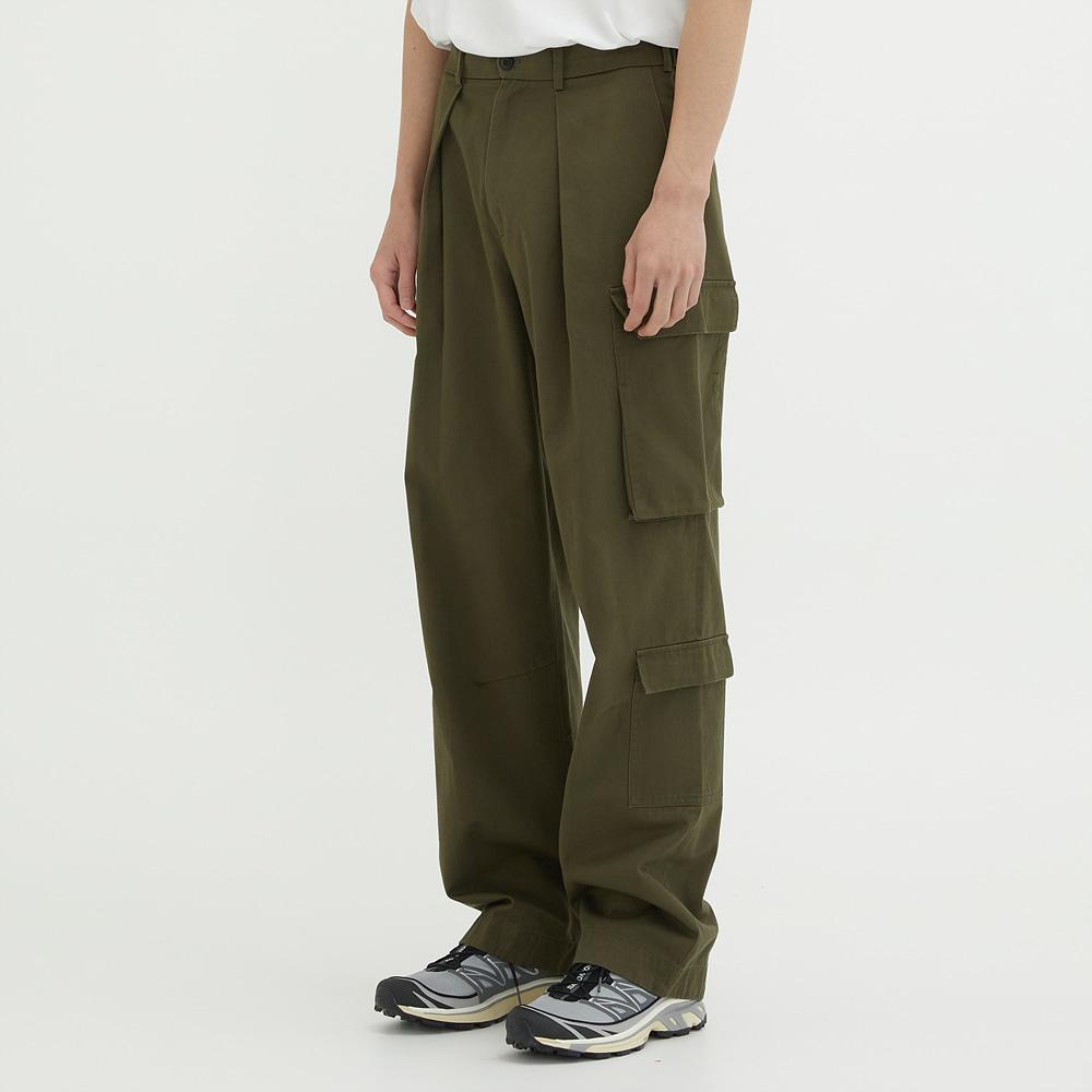 REVERSE PLEATED CARGO PANTS (KHAKI)