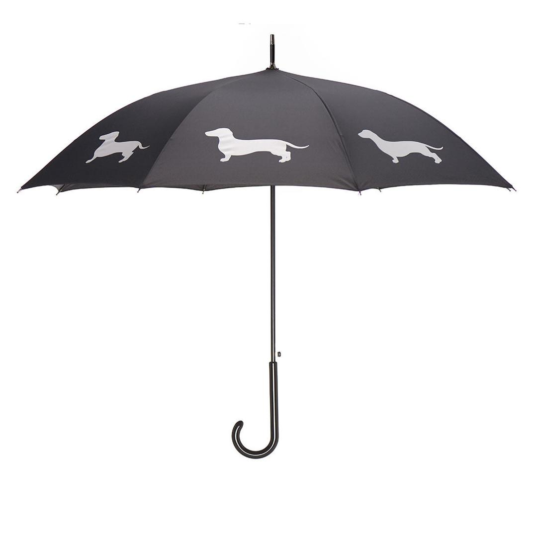 Dachshund Auto Open Umbrella | White on Black