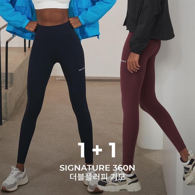 블랙라벨 시그니처 360N 더블플러피 기모 레깅스 1+1