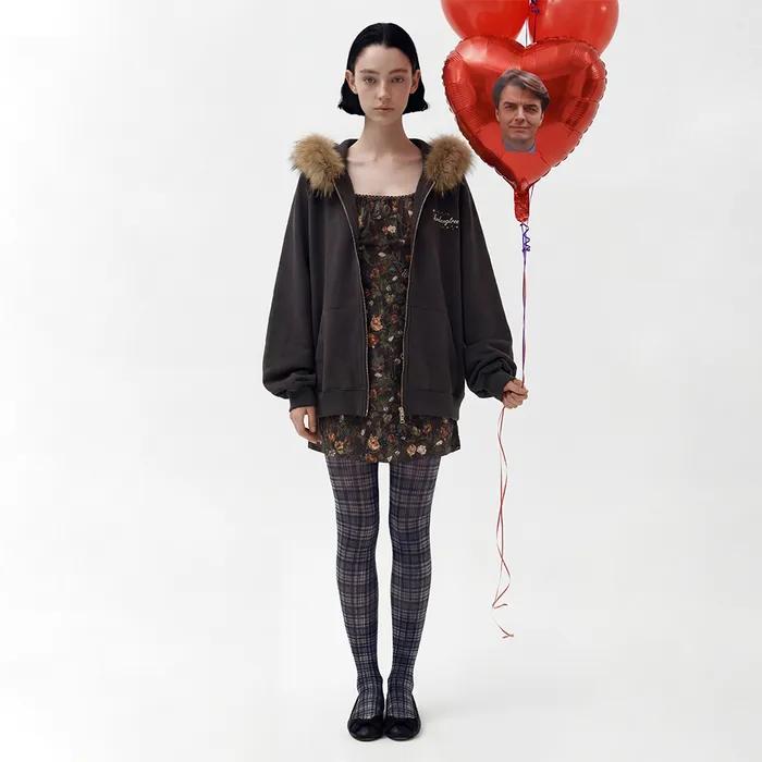 Call Number Fur Logo Hoodie (Charcoal)