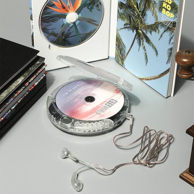 투명 CD 플레이어  빈티지 휴대용 워크맨 씨디 감성