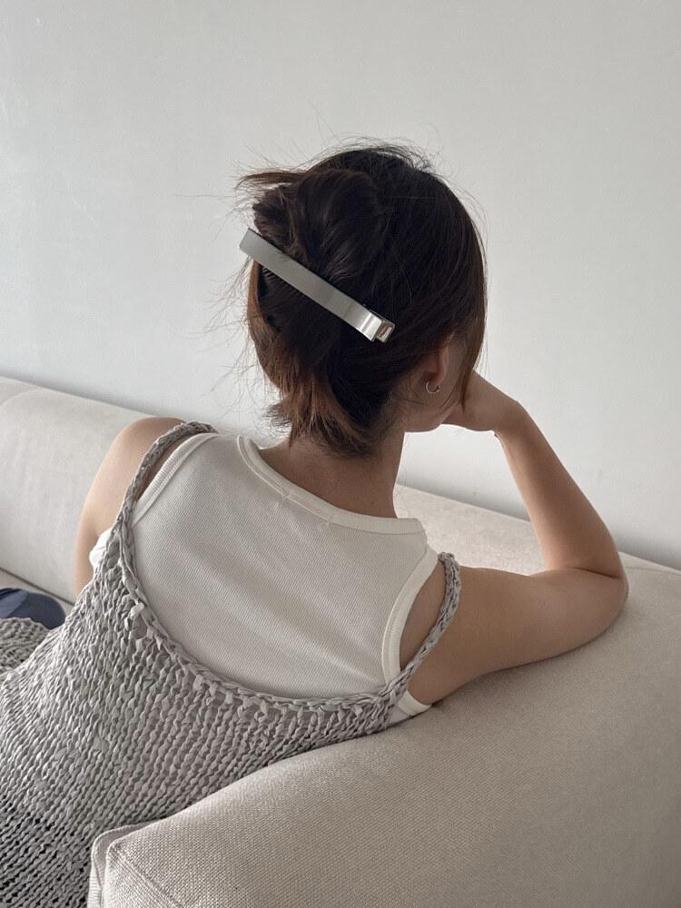 스퀘어 메탈 실버 클립 헤어 집게핀 (3type)