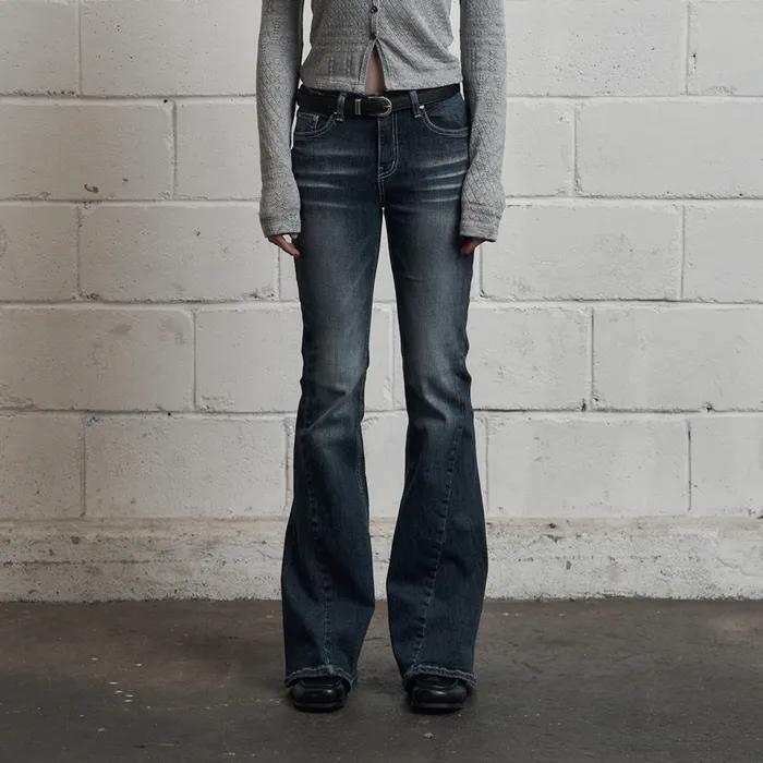 BRUSH CAT WASHING DENIM PANTS BLUE