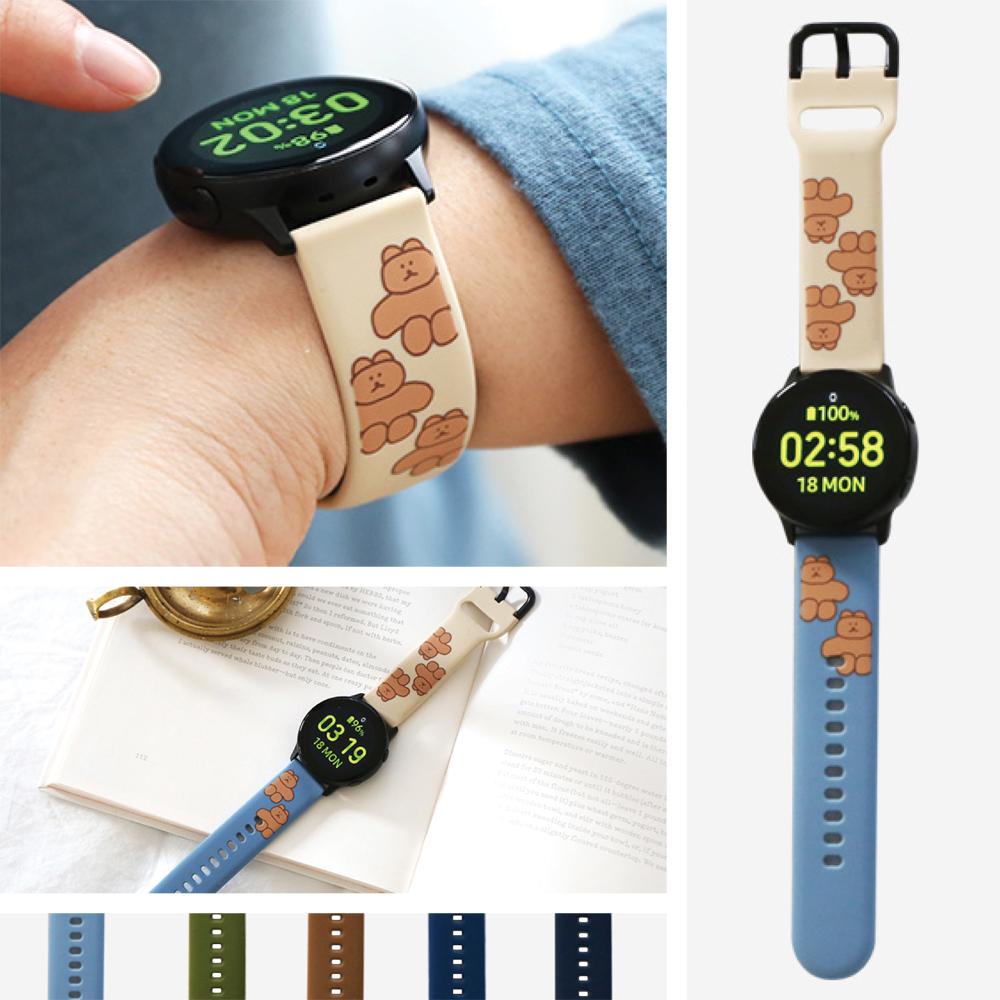 갤럭시워치5 워치6 워치4 워치3 프로 클래식 액티브2 실리콘 캐릭터 스트랩 도낫베어