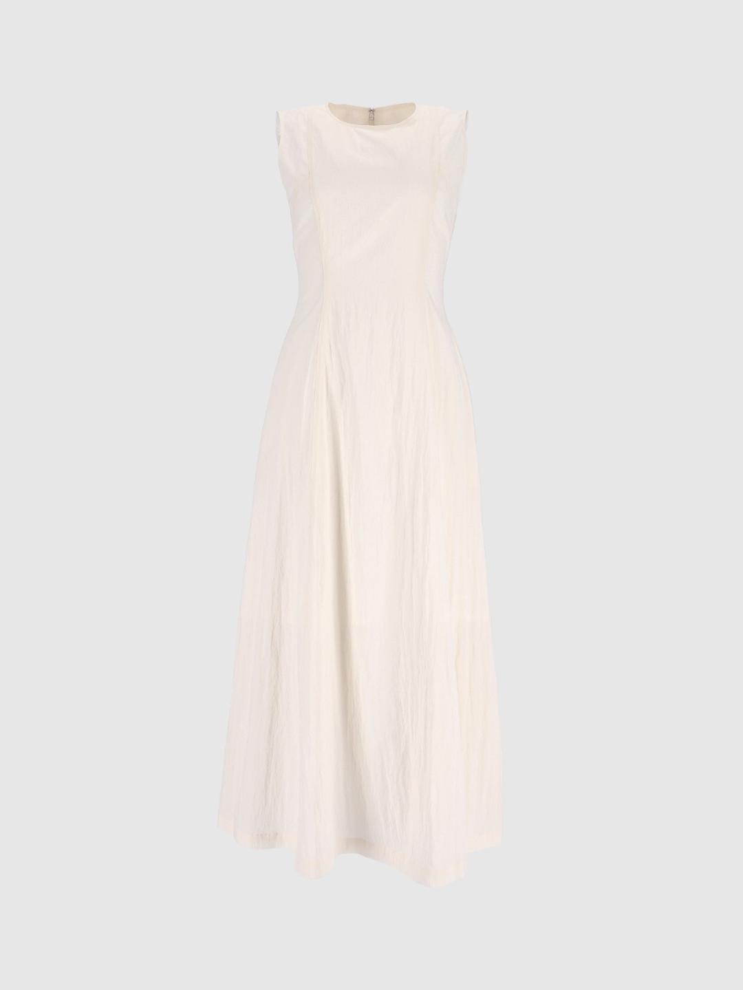 Flare Sleeveless Maxi Dress white