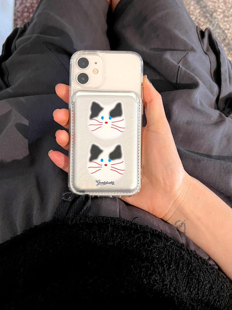 구디버디, (실버)스팟태비 맥세이프 카드 포켓 지갑