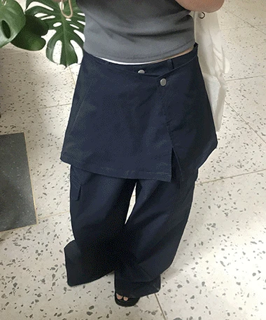 아코블 레이어드 와이드 코튼 스커트 팬츠(스커트set)